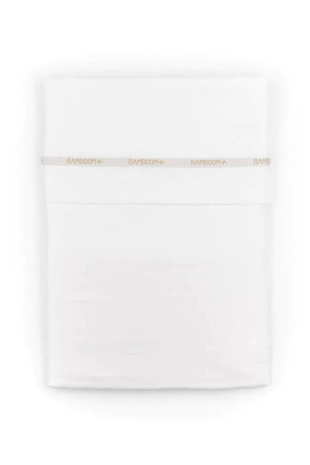 Bamboom+ - Lenzuola per culla/carrozzina, federa - Bianco c/scritta - 75 x 100 cm
