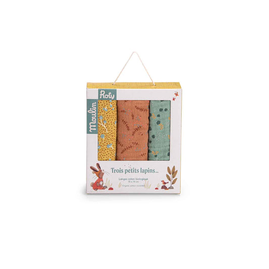 Moulin Roty - Musselin 70x70 Trois Petits Lapins