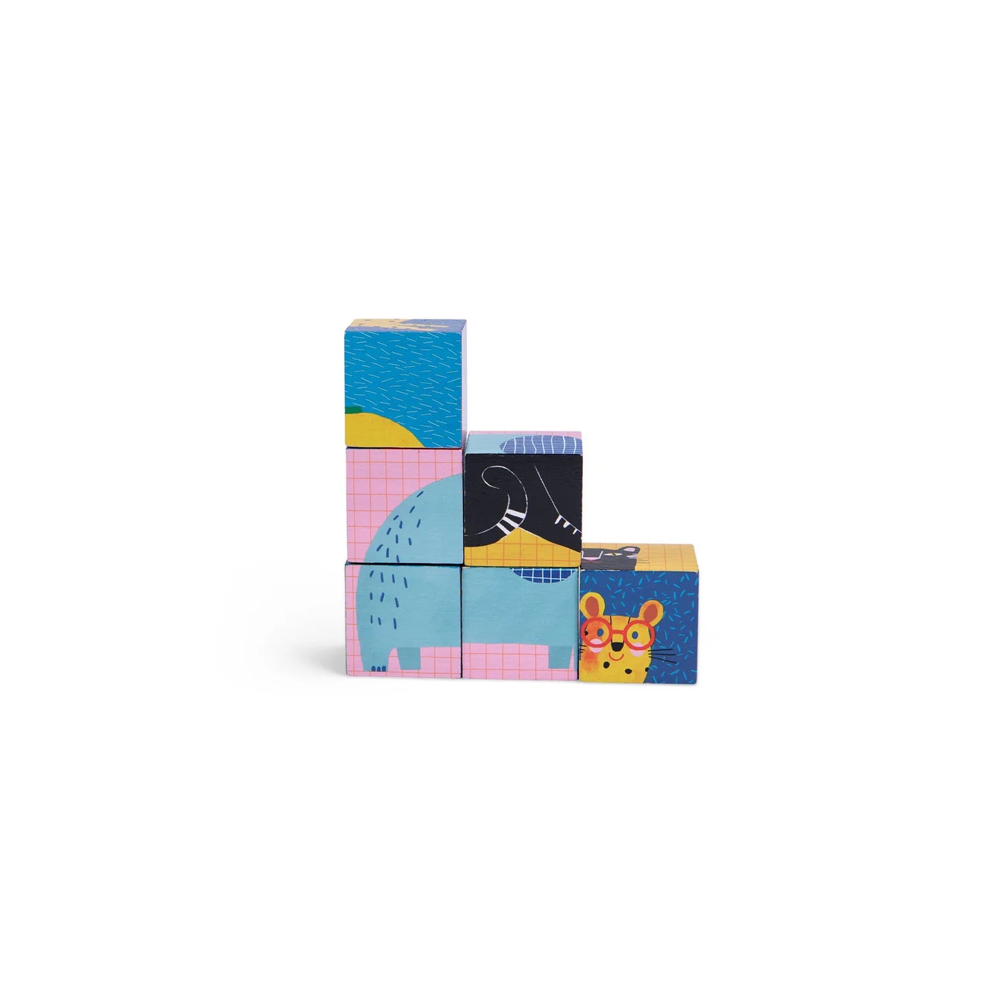 Moulin Roty - Puzzle 6 cubi in legno Animali