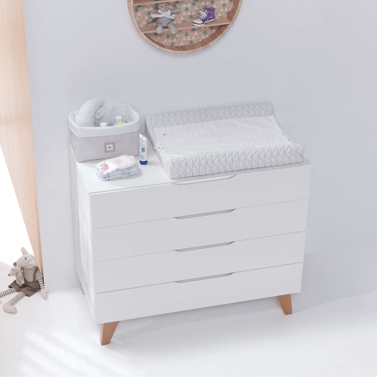 Alondra - Cassettiera bambini legno (4 cassetti) stile nordico
