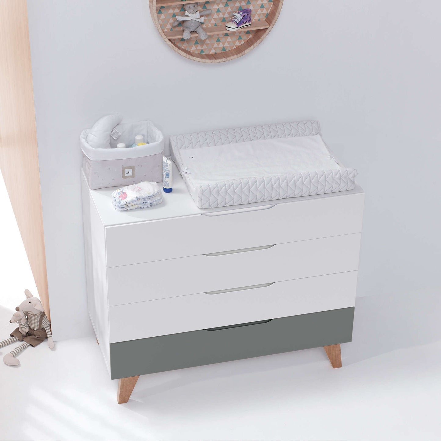 Alondra - Cassettiera bambini legno (4 cassetti) stile nordico