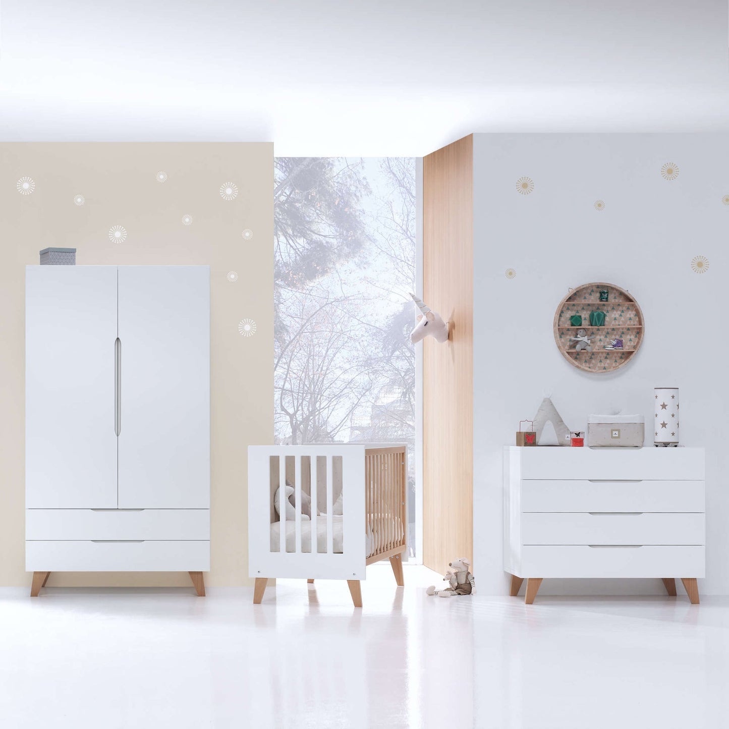 Alondra - Cassettiera bambini legno (4 cassetti) stile nordico