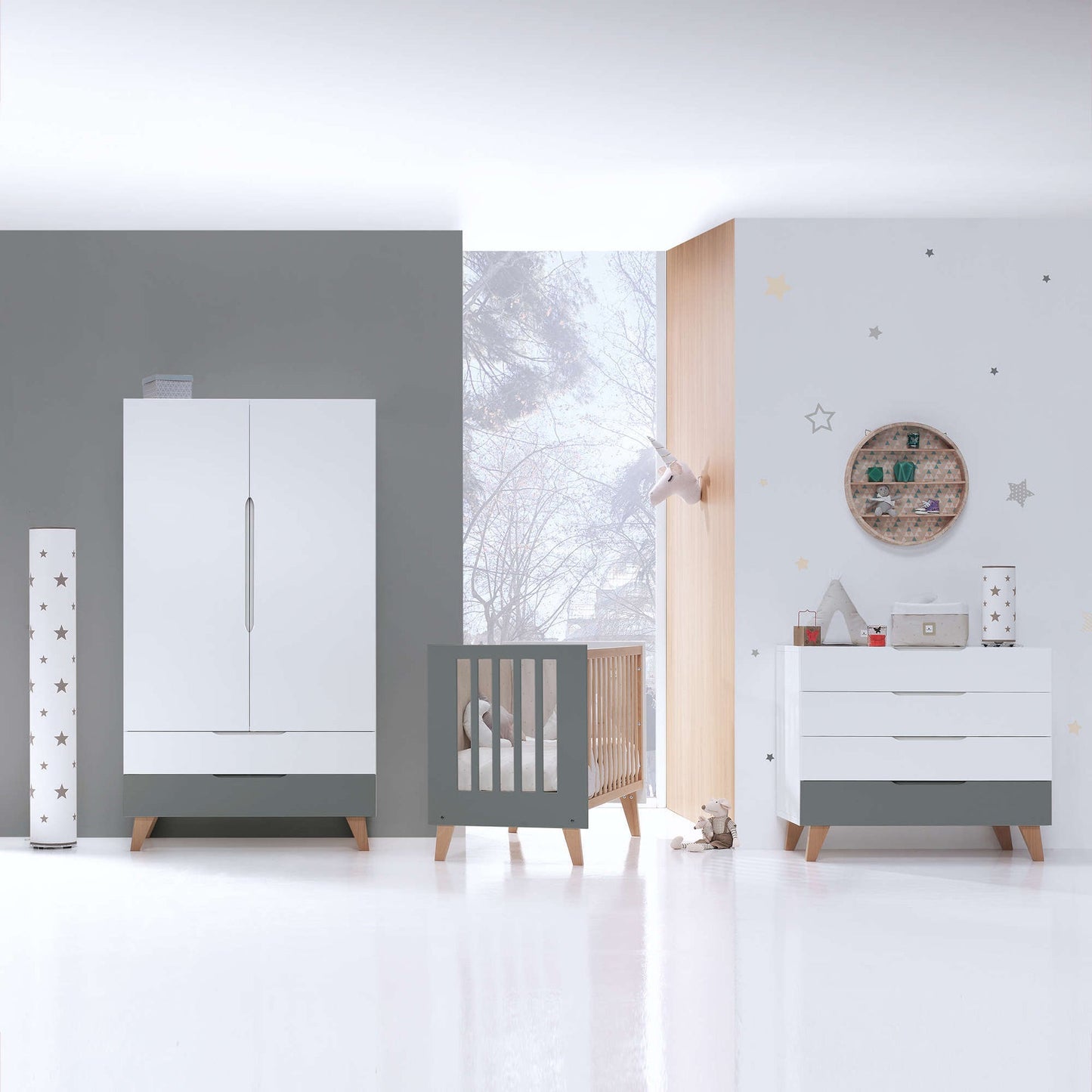 Alondra - Cassettiera bambini legno (4 cassetti) stile nordico