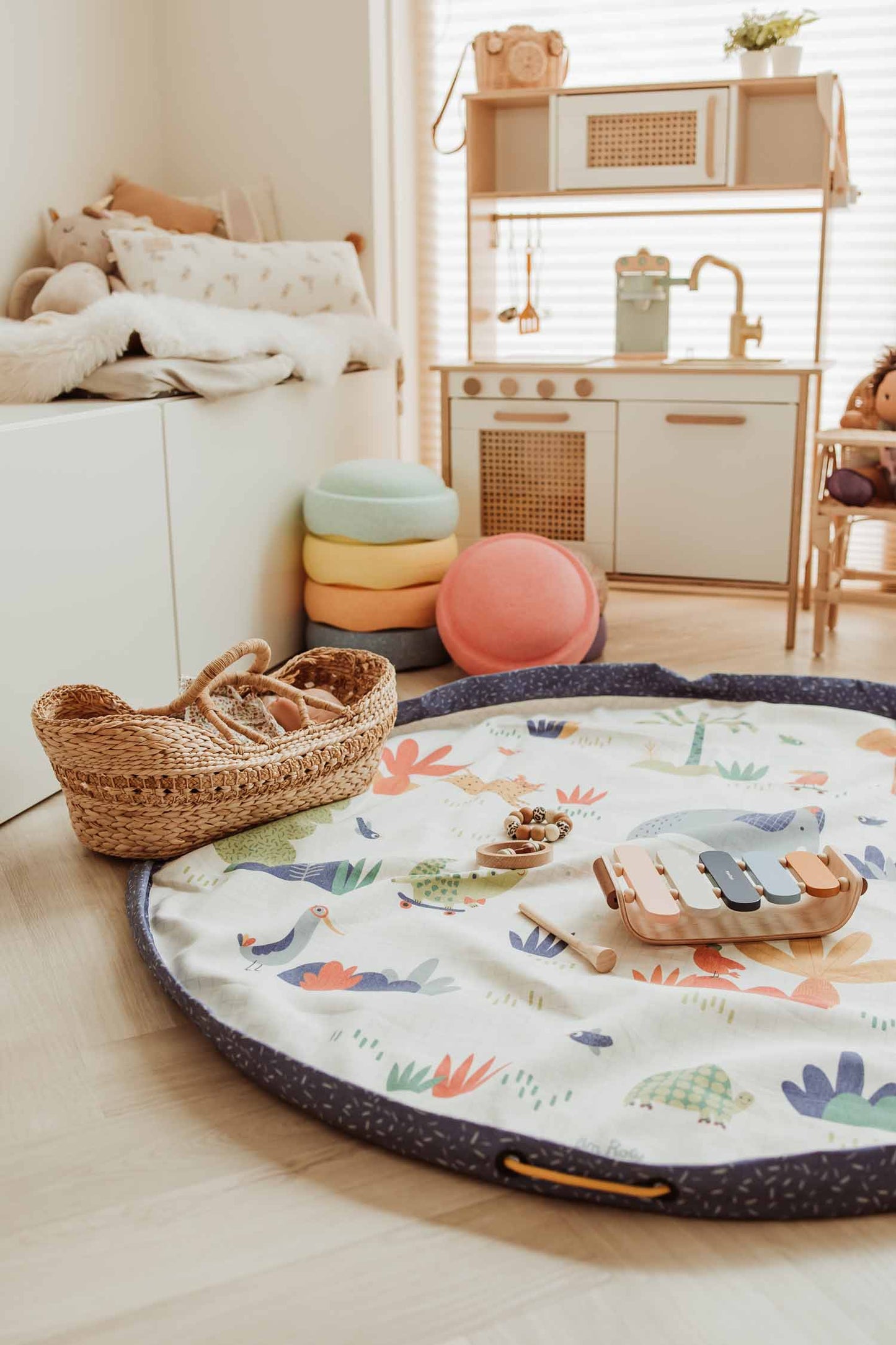 Play&Go Soft x Moulin Roty - Sacco portagiochi e tappeto 3 in 1