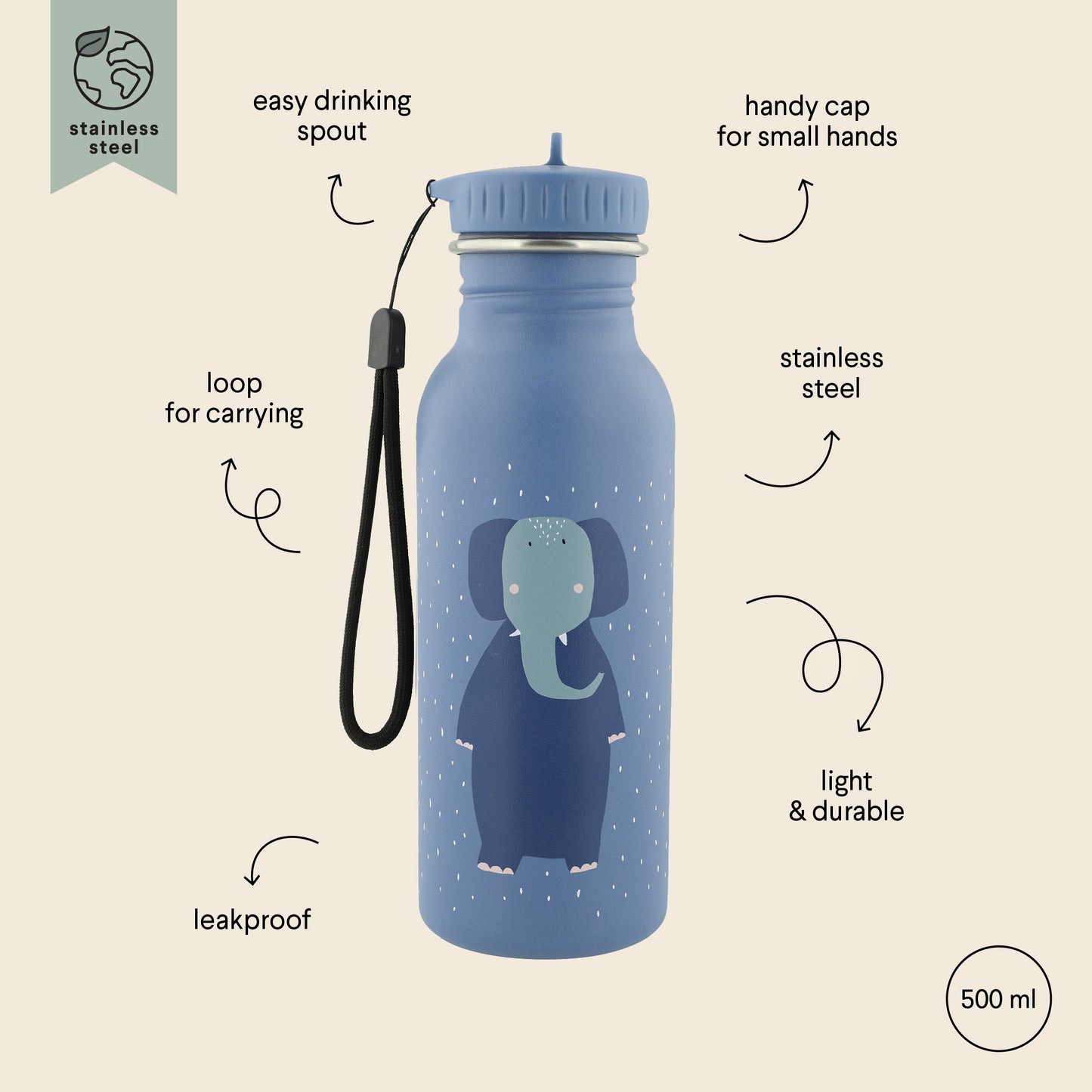 Trixie - Borraccia 500 ml / 350 ml - Mrs. Elephant