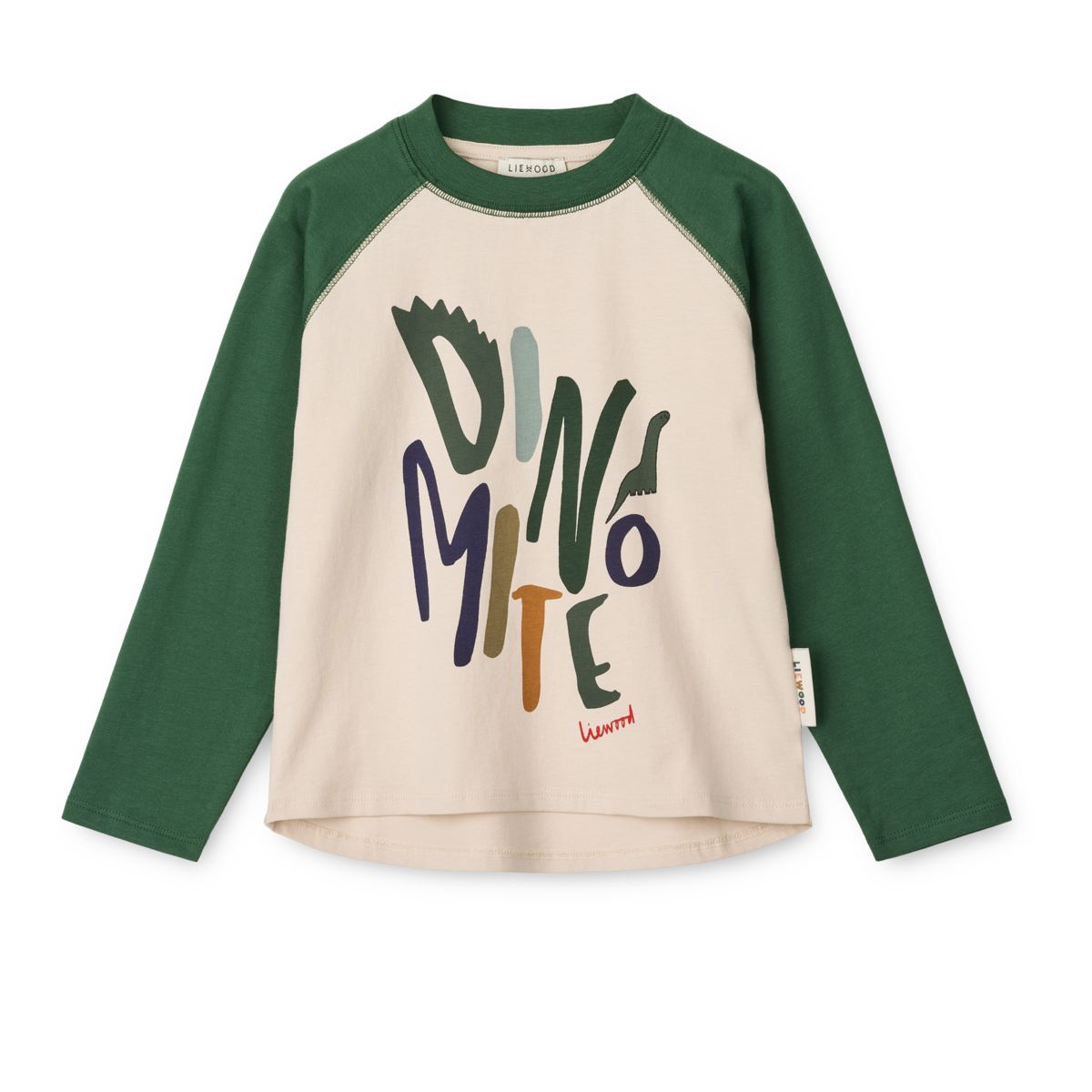 Liewood - T-shirt manica lunga Ellington - Dinomite / Garden green / Sandy