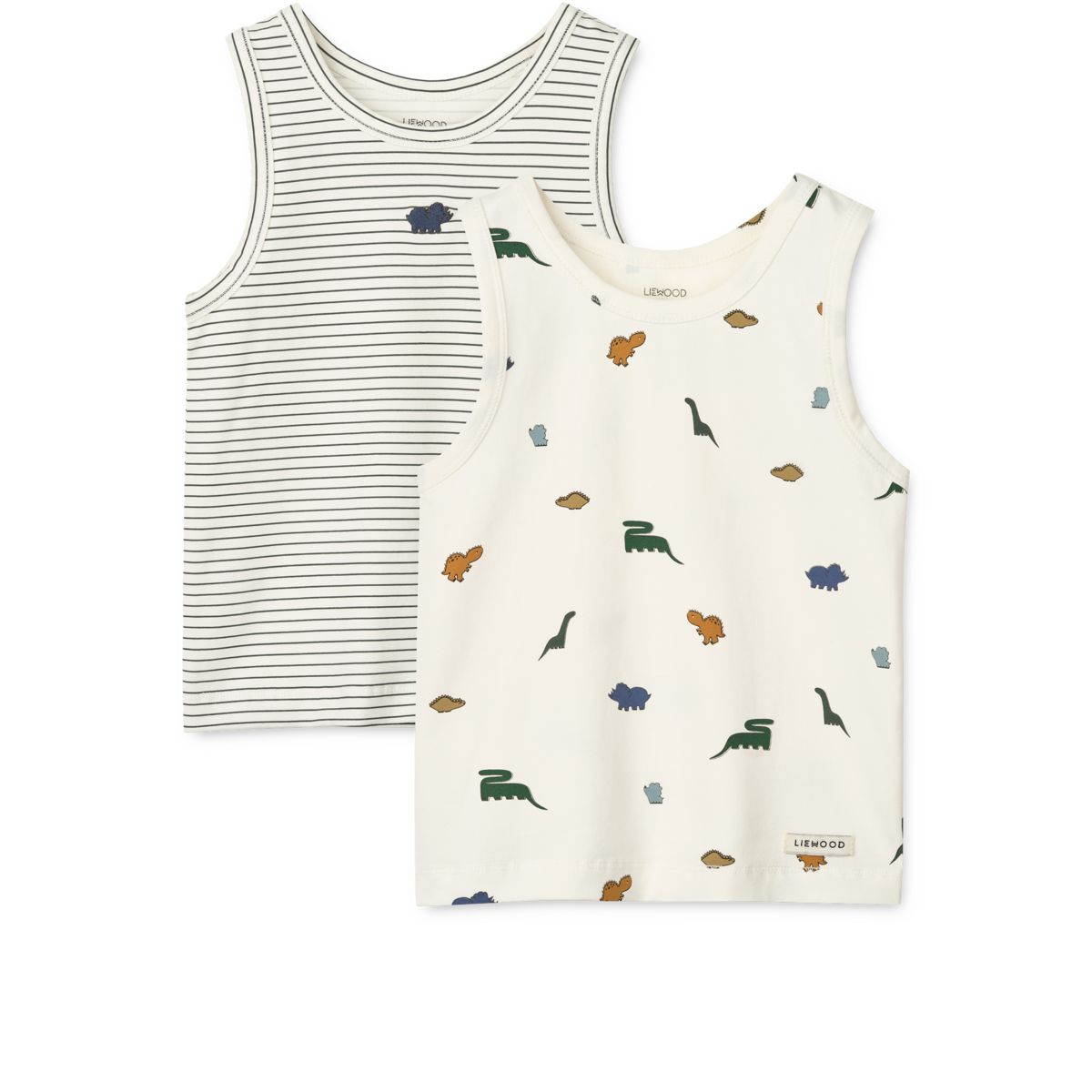 Liewood - Canotta 2 Pack - Mini dinosaurs creme / Stripe mix