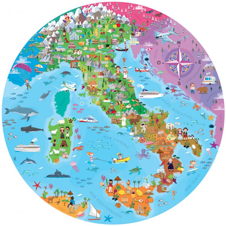 Viaggia, conosci, esplora: L'Italia - Libro e puzzle 210 Pz