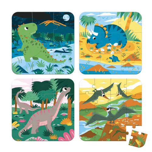 Janod - 4 progressive Puzzles „Dinosaurier“