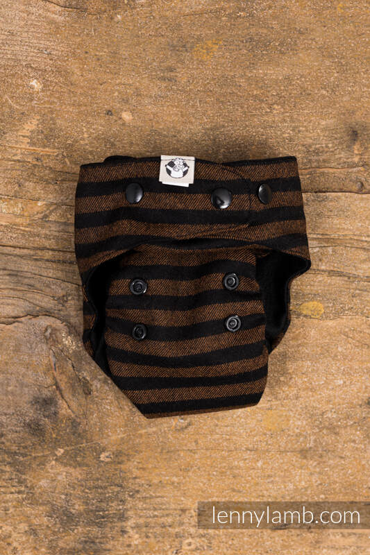 Lenny lamb - set di pannolini lavabili- Herringbone Natural & Brown & Black Stripes MOS