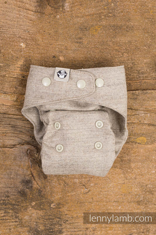 Lenny lamb - set di pannolini lavabili- Herringbone Natural & Brown & Black Stripes MOS