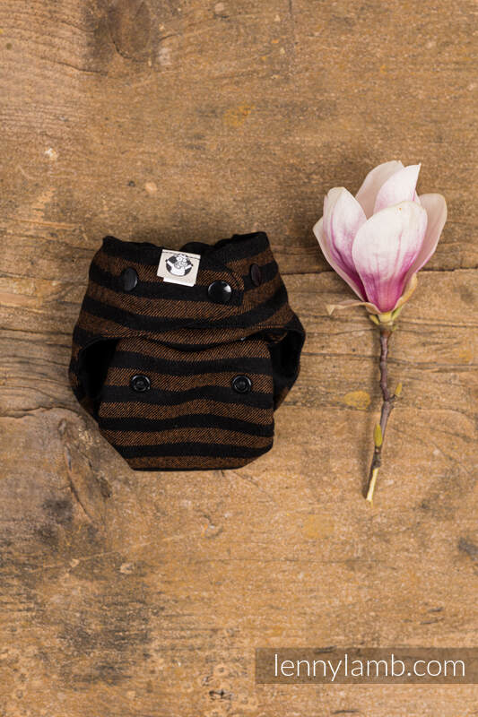 Lenny lamb - set di pannolini lavabili- Herringbone Natural & Brown & Black Stripes NB- New Born