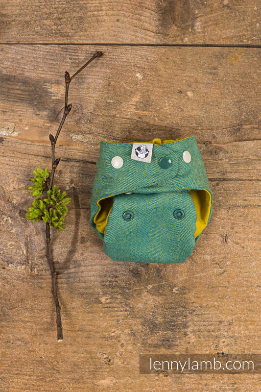 Lenny lamb - set di pannolini lavabili- Herringbone Green Pea & Fresh Mint- NB-New Born