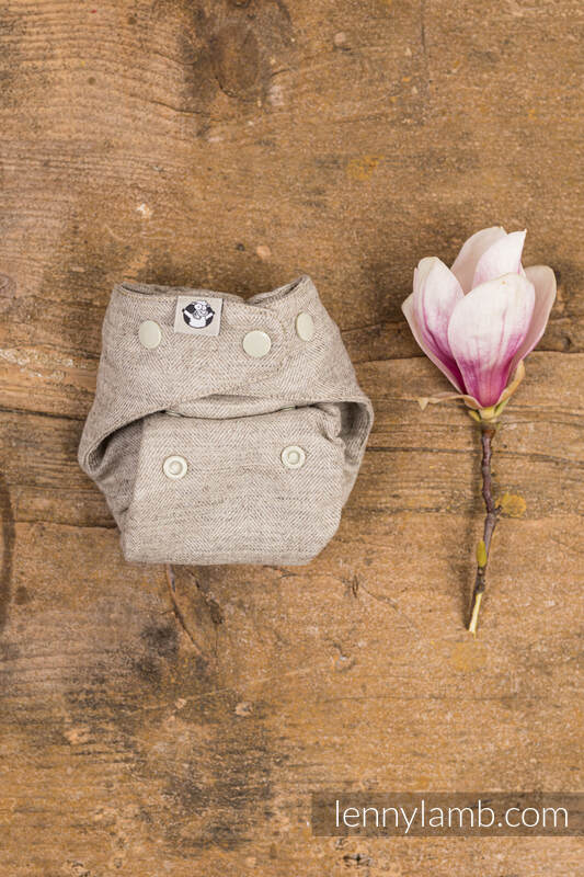 Lenny lamb - set di pannolini lavabili- Herringbone Natural & Brown & Black Stripes NB- New Born