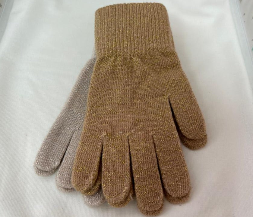 Celavi - Guanto di lana con glitter "beige ed oro"