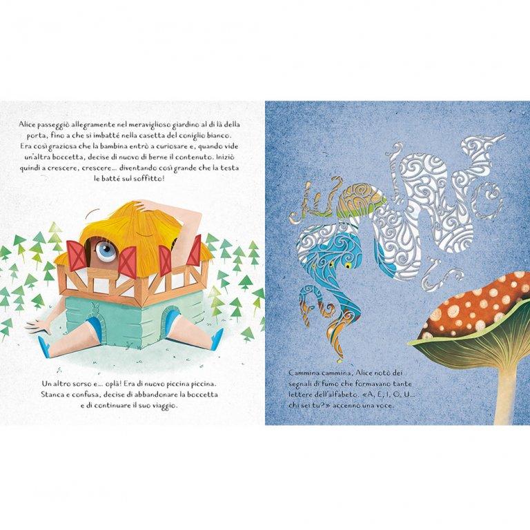 Alice nel paese delle meraviglie - libro illustrato e intagliato - Nani&S di Enza Tramontana