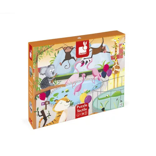Janod - Taktiles Puzzle „Ein Tag im Zoo“ 20 Teile