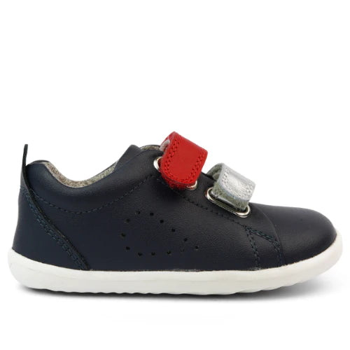 Bobux - Scarpe Step Up Grass Court Switch Navy (Red + Silver)