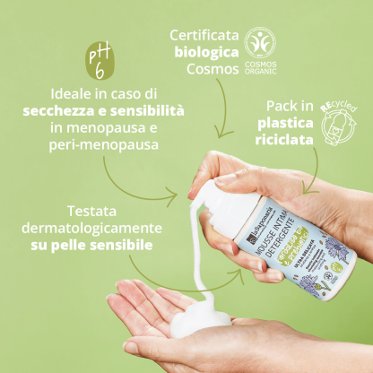LA SAPONARIA - Mousse detergente intima delicata - Fiordaliso Bio & Prebiotici