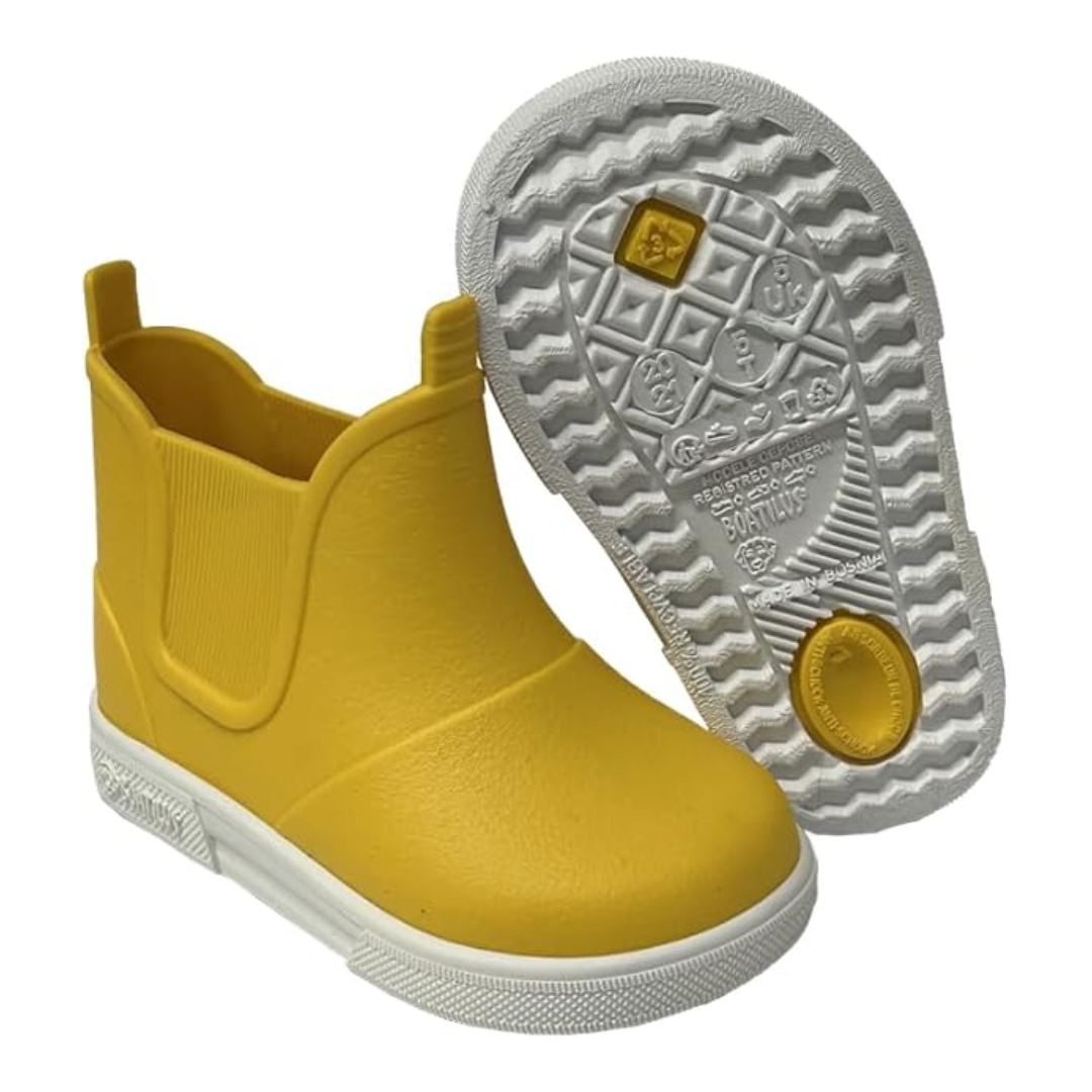 Boatilus - Baby Beatly - Stivale da pioggia alla caviglia in gomma - Yellow/White