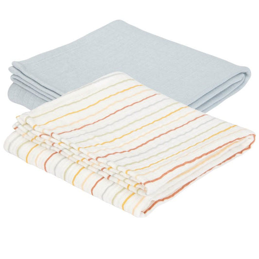 Little Dutch - Mussole 70x70 Vintage Sunny Stripes/Pure soft Blue
