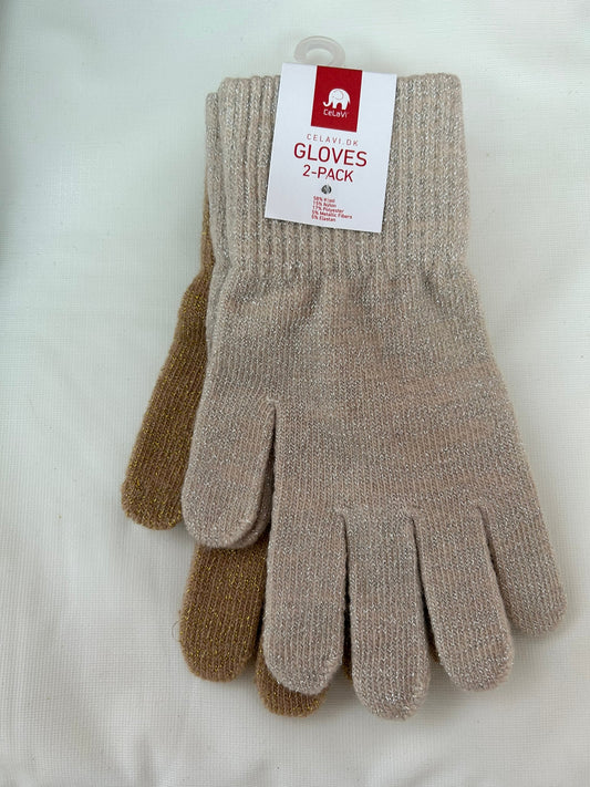 Celavi - Guanto di lana con glitter "beige ed oro"