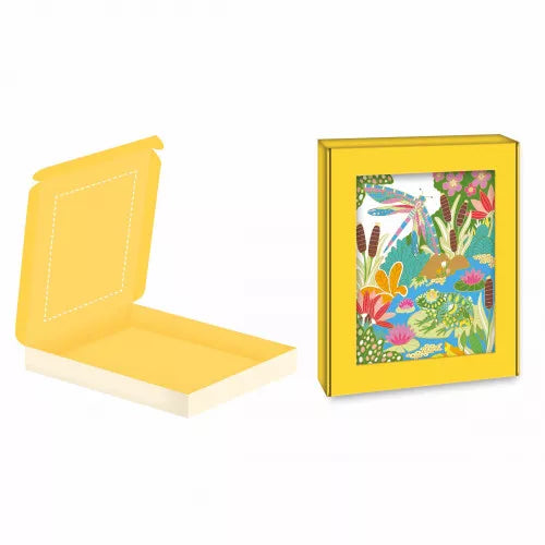 Janod - Aquarellmalerei mit goldenen Quadraten „Garten“