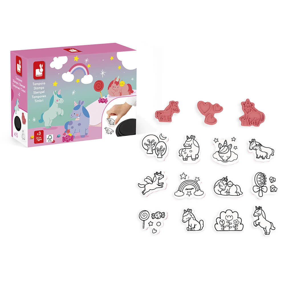 Janod - Unicorno Stampino-15 timbri